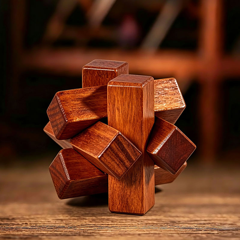 Brain Teaser Cube - لعبة ألغاز خشبية لتدريب الذكاء والتفكير